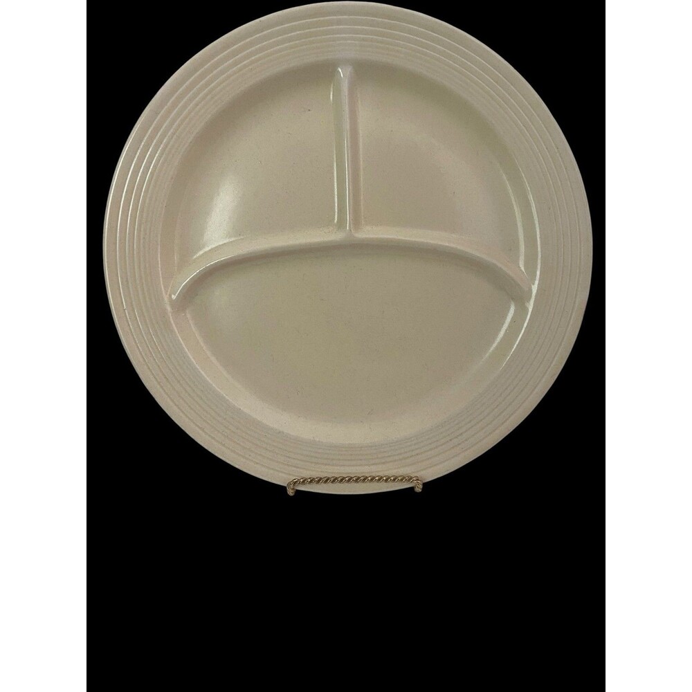 Vintage Fiesta Old White Divided Grill Plate 10 3/8" Ceramic USA Homer Laughlin